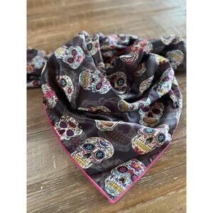 Charcoal Sugar Skulls Western Southwestern Wild Rag Scarf Accent